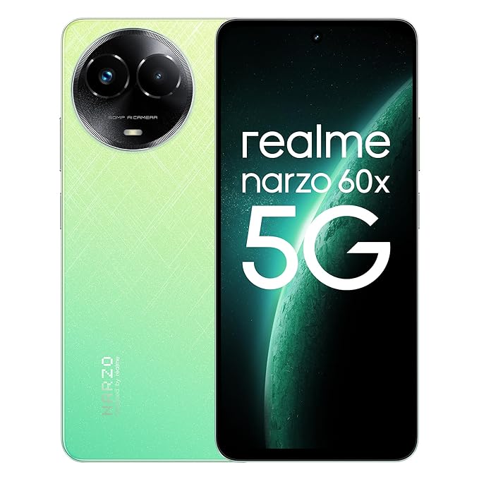 Realme Narzo 60X 5G Stellar Green, 4GB, 128GB Storage | 50 MP AI Primary Camera