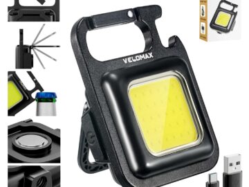 VELOMAX Keychain Led Light 4 Hours Battery Life With Bottle Opener, Magnetic Base And Folding Bracket Mini Cob 800 Lumens Rechargeable Emergency Light