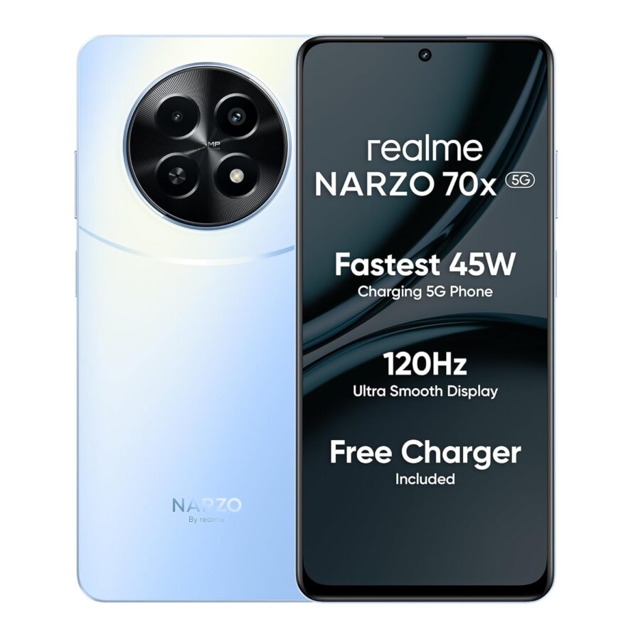 realme NARZO 70x 5G Ice Blue, 6GB RAM,128GB Storage | 50MP AI Camera | 45W Charger